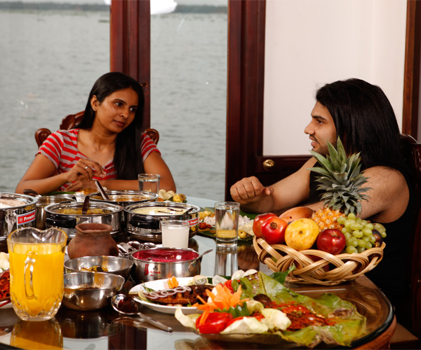 Couple having Lunch in Houseboat